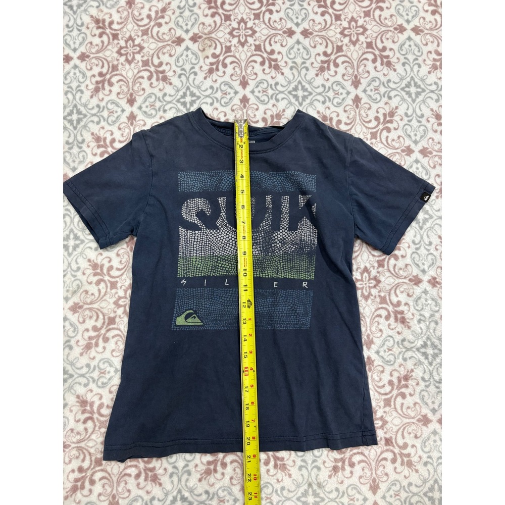 Quiksilver Boys Navy Blue Mosaic Logo Graphic T-Shirt Size M Medium Cotton - Picture 4 of 6